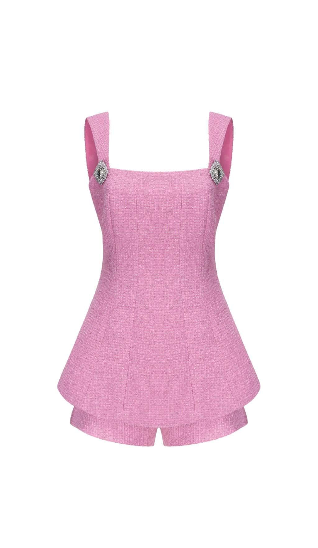 Crina Pink Rhinestone Mini Dress  Rhinestone mini dresses, Pink rhinestones,  Pink dress
