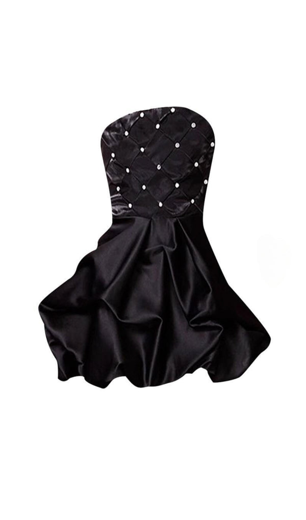 off-shoulder crystal embellished ruched mini dress
