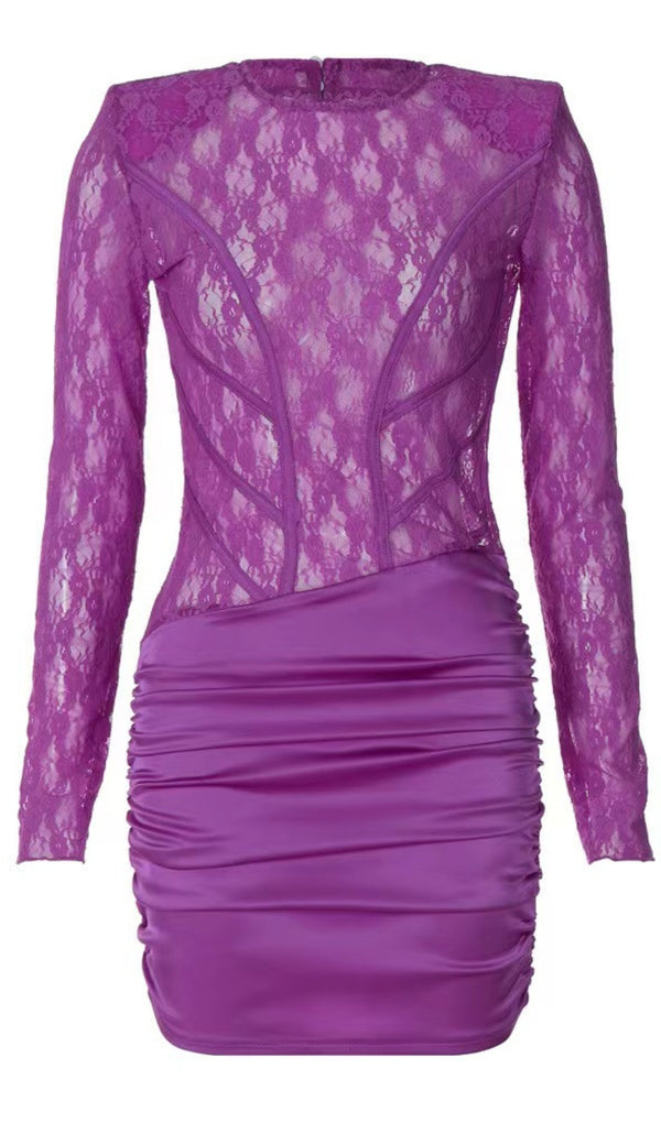 SERGIO LONG SLEEVE LACE PATCHWORK DRESS