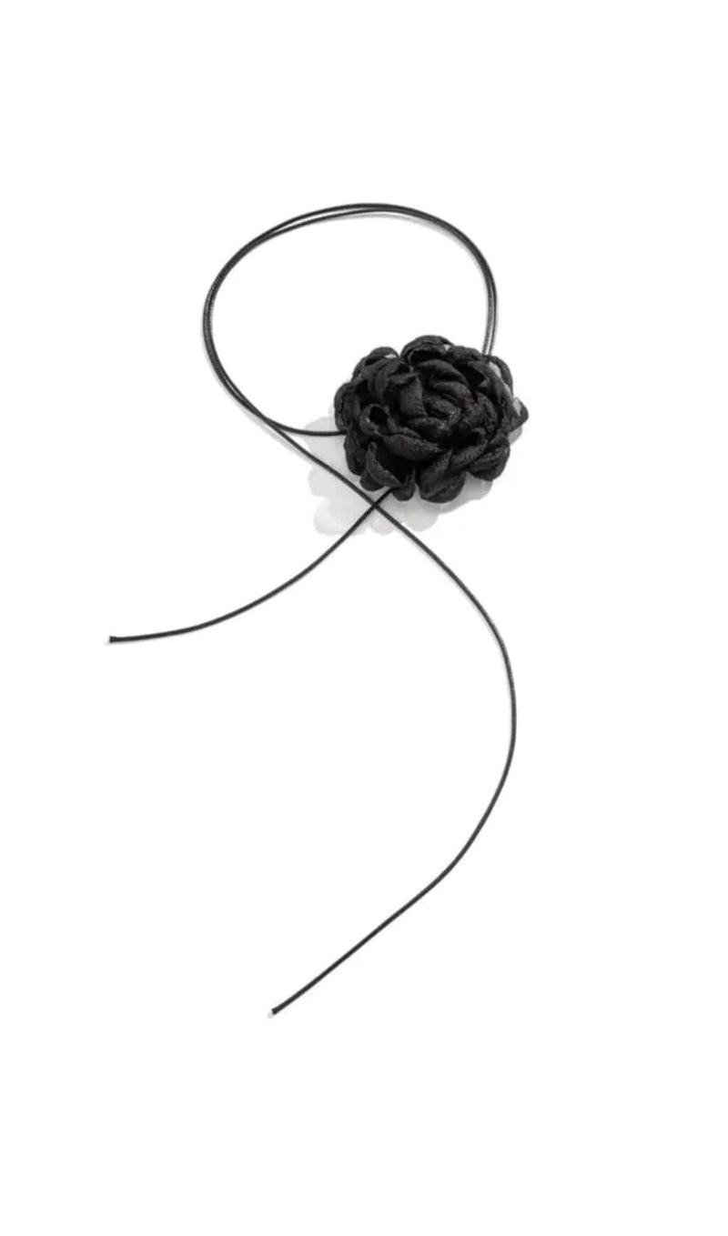 BLACK FLOWER MESH CHOKER