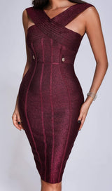 BANDAGE CUT OUT MIDI DRESS IN PINK