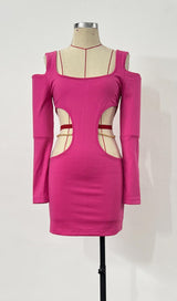 LONG SLEEVES CUT OUT MINI DRESS IN PINK