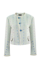 HEAVY SEQUIN EMBROIDERED SMALL FRAGRANT STYLE JACKET AND SKIRT