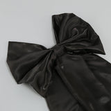 DETACHABLE BOWKNOT MINI DRESS IN BLACK