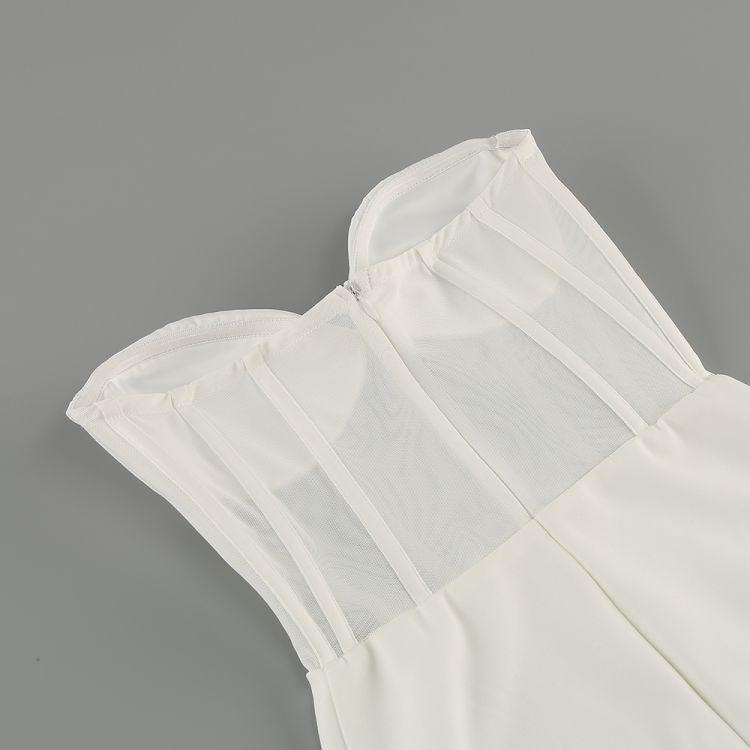 STRAPLESS GAUZE MAXI DRESS IN WHITE