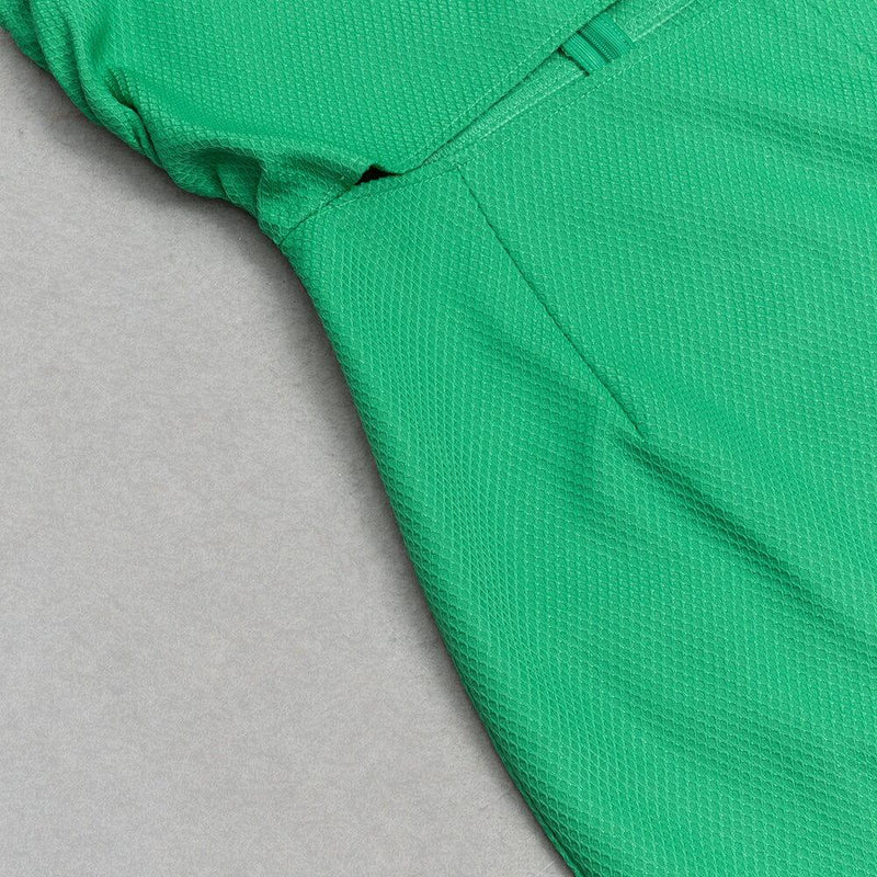 GREEN SLOPING SHOULDER HOLLOW FASHION DRESS
