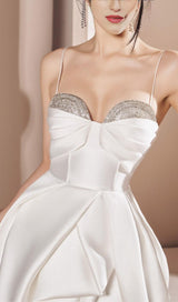 Elegant Suspender Mini Dress In White