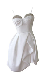 Elegant Suspender Mini Dress In White