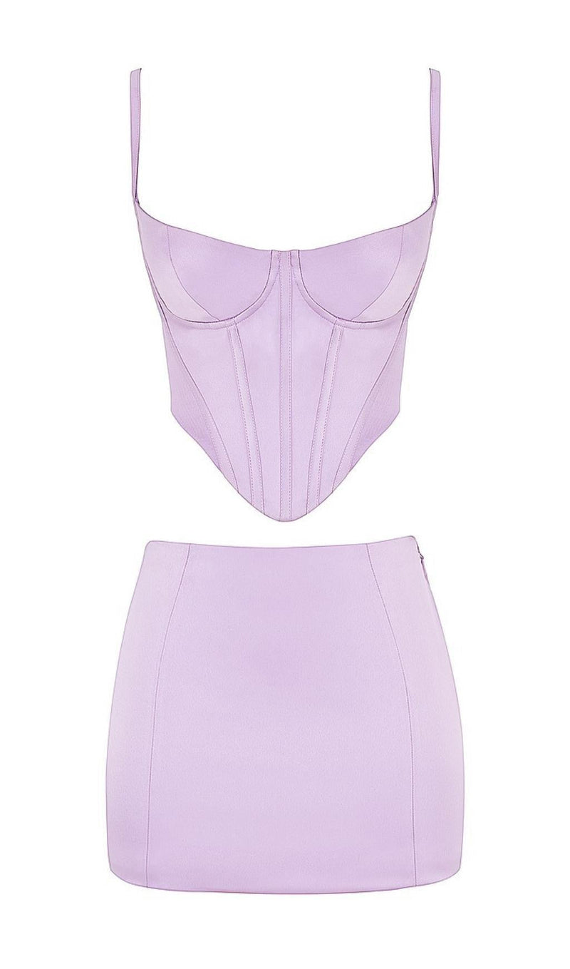 Bershka corset satin top in lilac