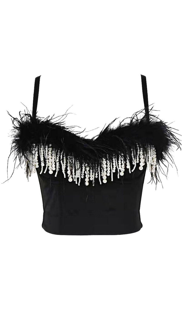 PEARL FEATHER CORSET TOP