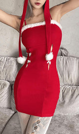 Fashion fleece suspender dress