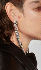 Inlaid diamond tassel earrings