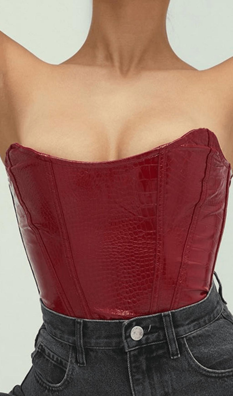 Leather strapless tube top