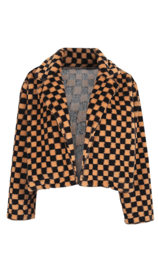 Checkerboard plaid jacket.