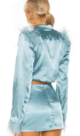 Feather short blue suit