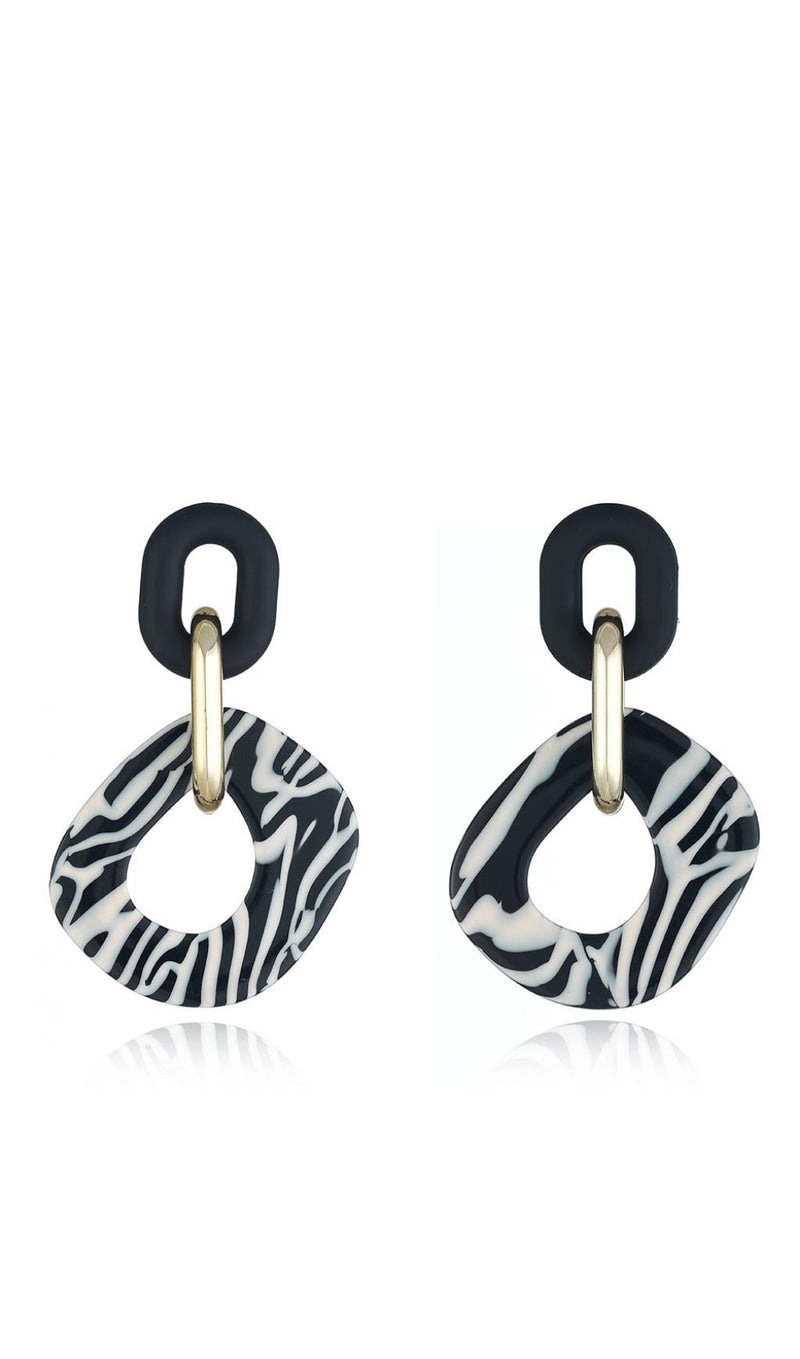 Zebra print earrings.