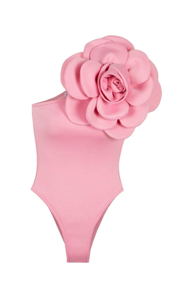 EXAGGERATED 3D FLOWER BODYSUIT IN PINK