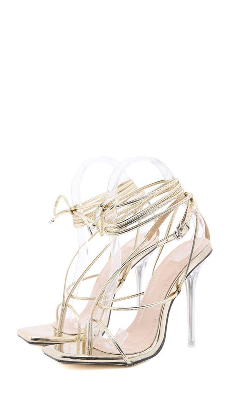 CRYSTAL CROSS STRAPS HIGH HEEL SHOES