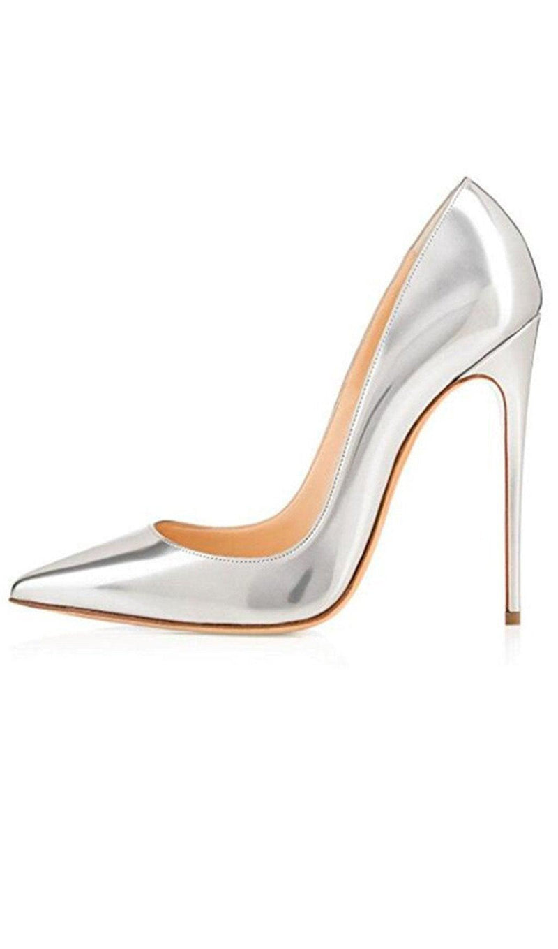 SILVER STILETTO HIGH HEEL SHOES