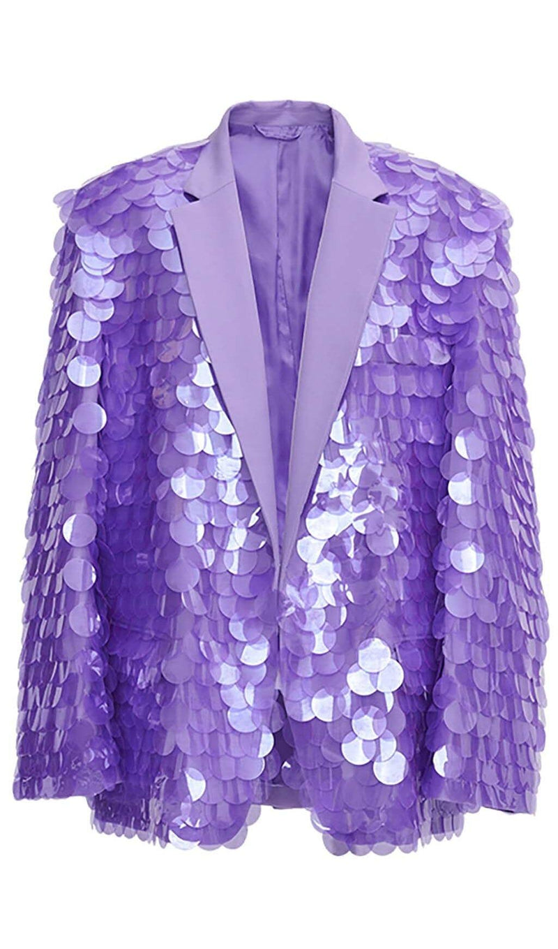 BREASTED SEQUINED JACKET IN DUSTY LILAC