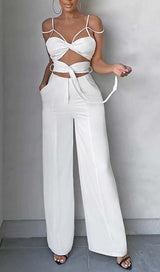 CUTOUT SLEEVELESS JUMPSUIT IN WHITE