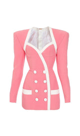 DOUBLE-BREASTED BLAZER DRESS IN PINK