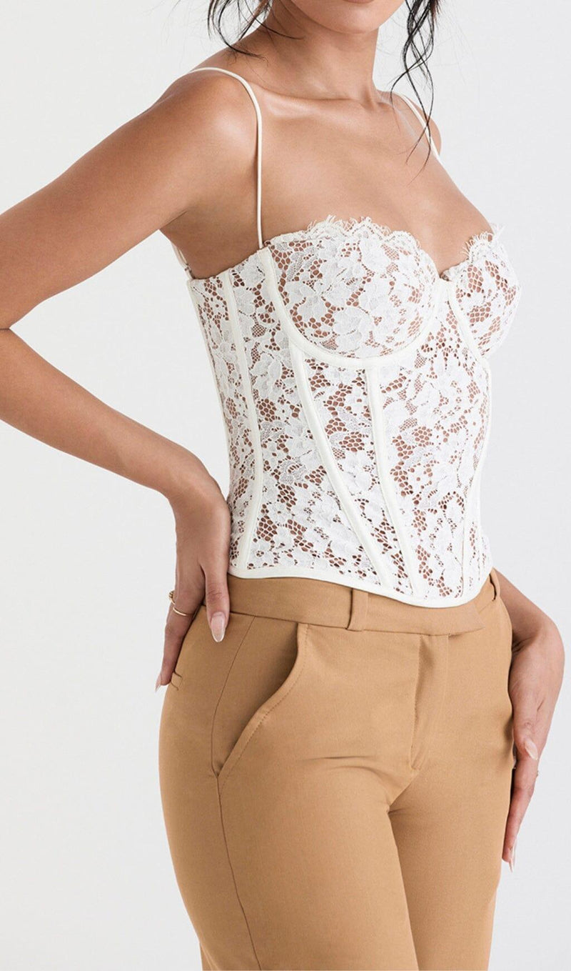 MILA IVORY LACE UNDERWIRED CORSET TOP