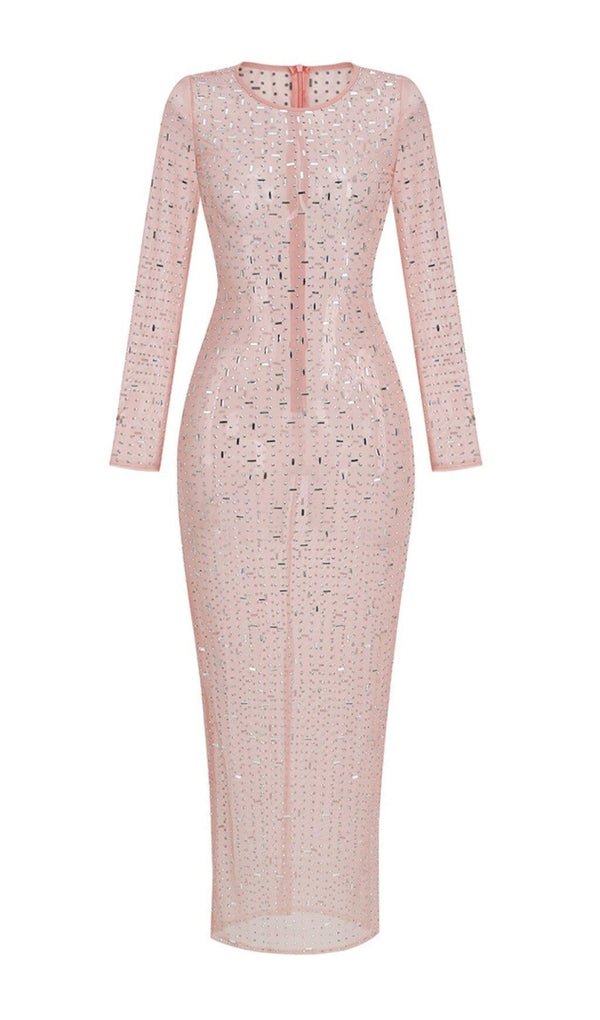 SEQUIN LACE PERSPECTIVE DRESS IN PINK