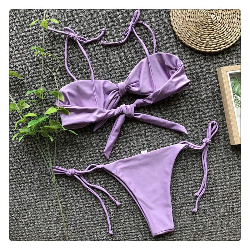 LACE UP BOWKNOT SWIMSUIT