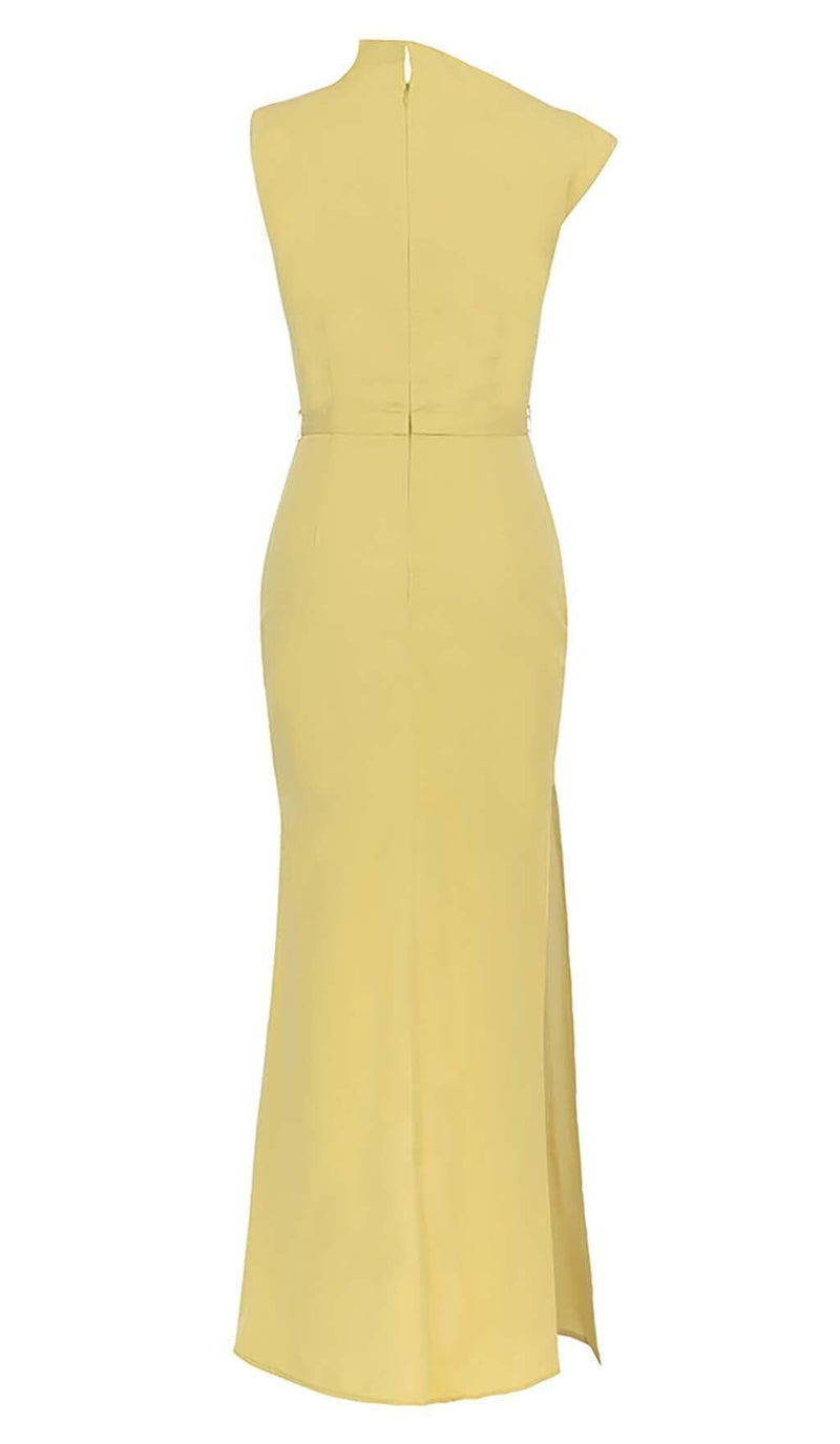 SOLID ASYMMETRICAL HIGH LOW DRESS IN YELLOW