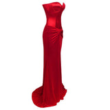 STRAPLESS CORSET TWO-PIECE DRESS IN RED