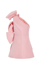 BOW-DETAILED SILK MINI DRESS IN PINK