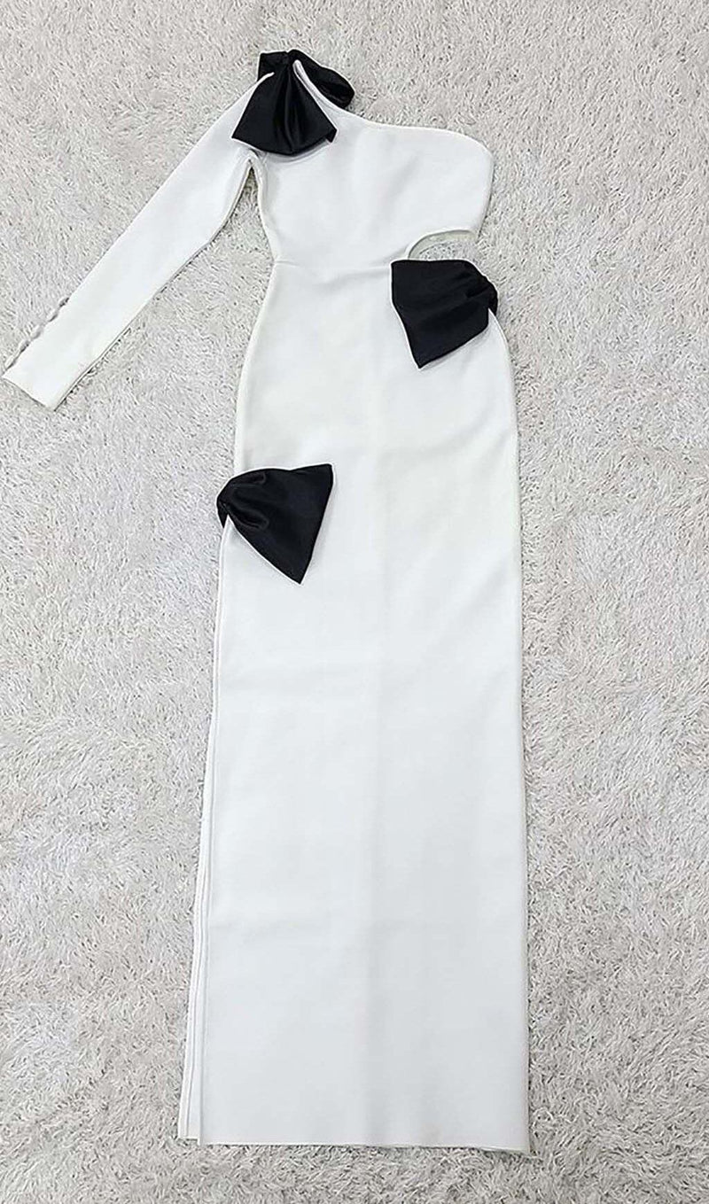 CUT OUT ONE-SHOULDER MAXI DRESS IN WHITE