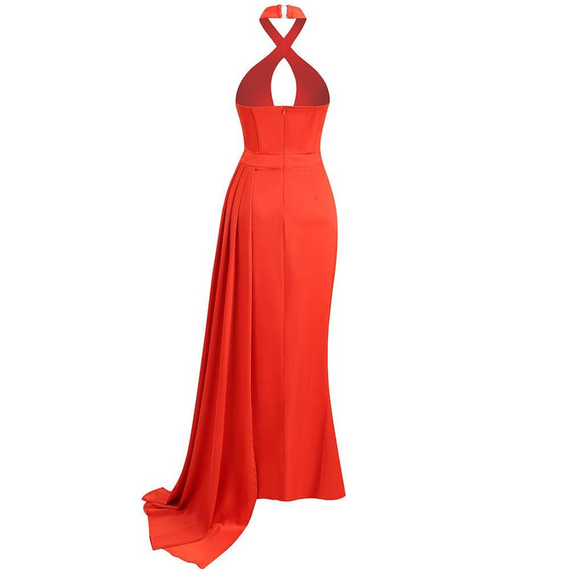 SLEEVELESS THIGH SLIT MAXI DRESS IN RED