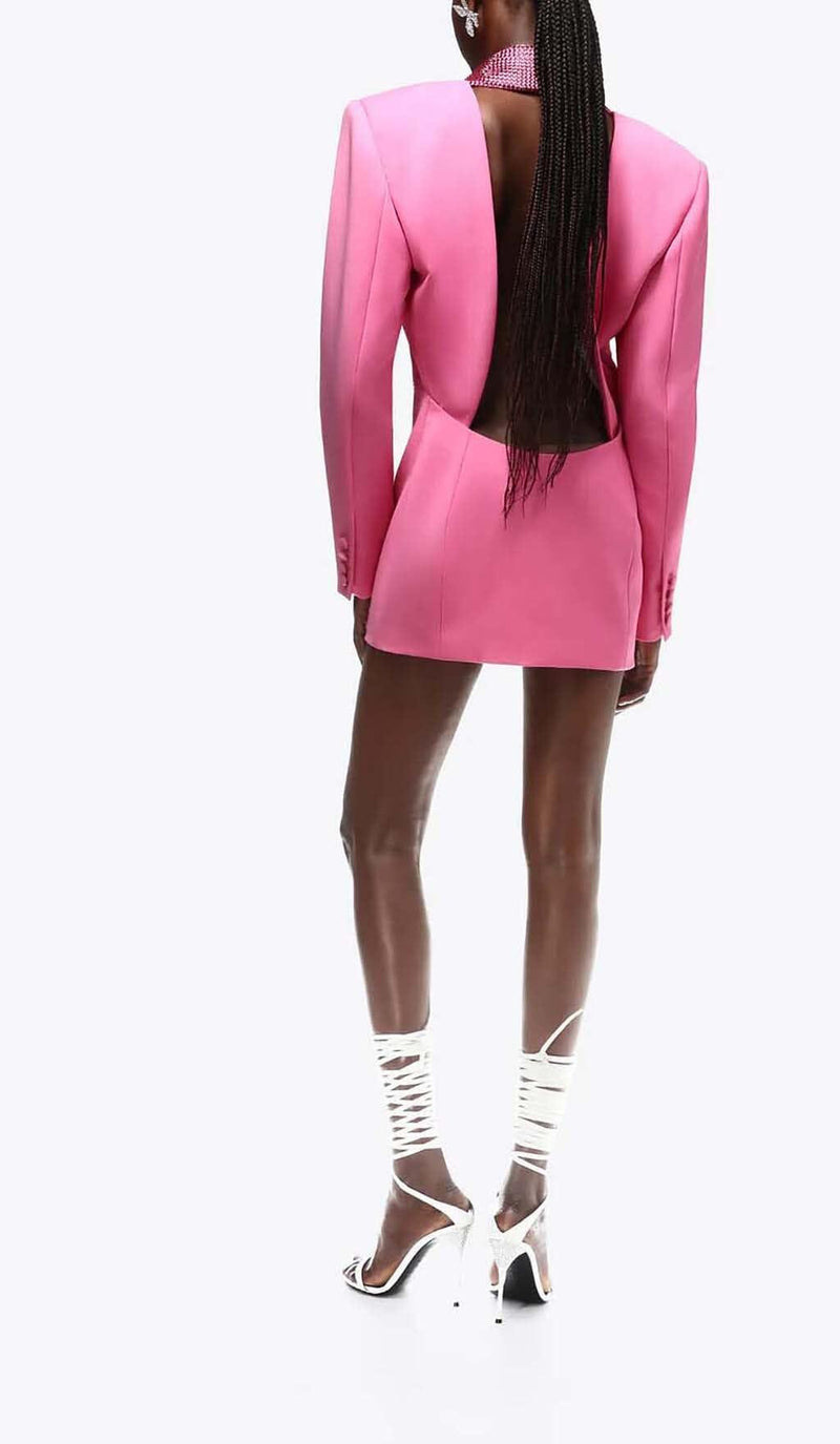 CUTOUT CRYSTAL-EMBELLISHED MINI DRESS IN PINK