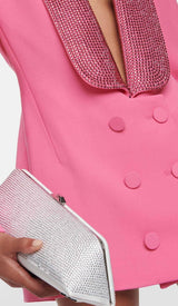 CUTOUT CRYSTAL-EMBELLISHED MINI DRESS IN PINK