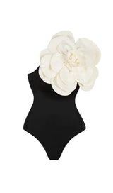 EXAGGERATED 3D FLOWER ONE PIECE SWIMSUIT IN BLACK