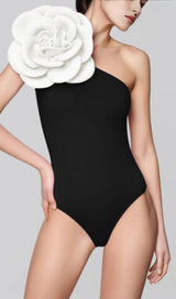 EXAGGERATED 3D FLOWER ONE PIECE SWIMSUIT IN BLACK