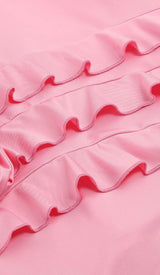ROSE-DETAIL RUFFLED MINI DRESS IN PINK