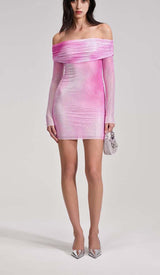 STRAPLESS CRYSTAL-EMBELLISHED MINI DRESS IN PINK