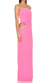 CUTOUT STRAPLESS MAXI DRESS IN PINK