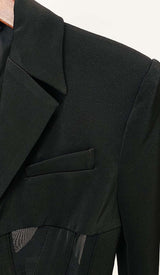 PANELED PERSPECTIVE JACKET SUIT IN BLACK