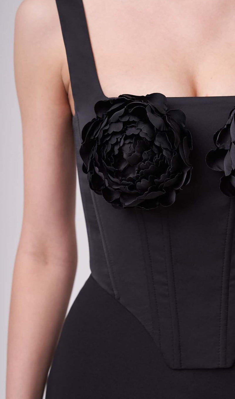 corset women's HEARTS AND ROSES - Black Embroidery