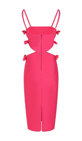 CUT-OUT STRAPPY MIDI DRESS IN PINK
