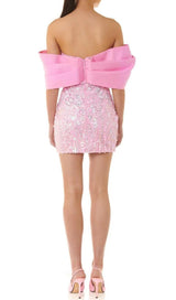 EMBELLISHED SEQUIN MINI DRESS IN CANDY PINK