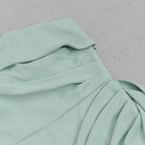 ONE SHOULDER RUCHED MIDI DRESS IN MINT