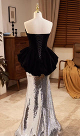 Patchwork Velvet Mermaid Maxi Dress