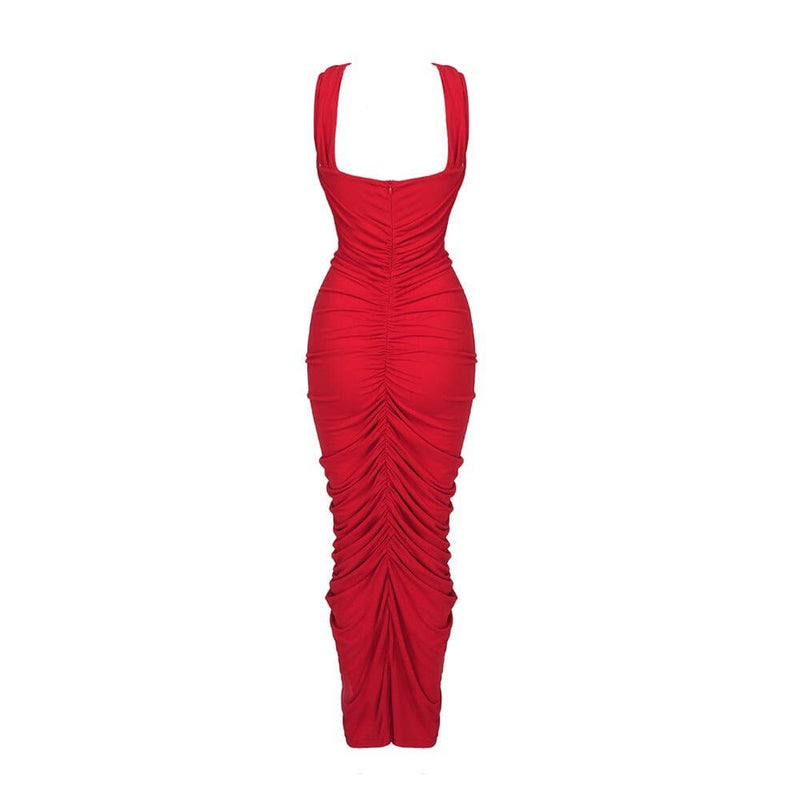 HALTER CUT OUT MAXI DRESS IN RED