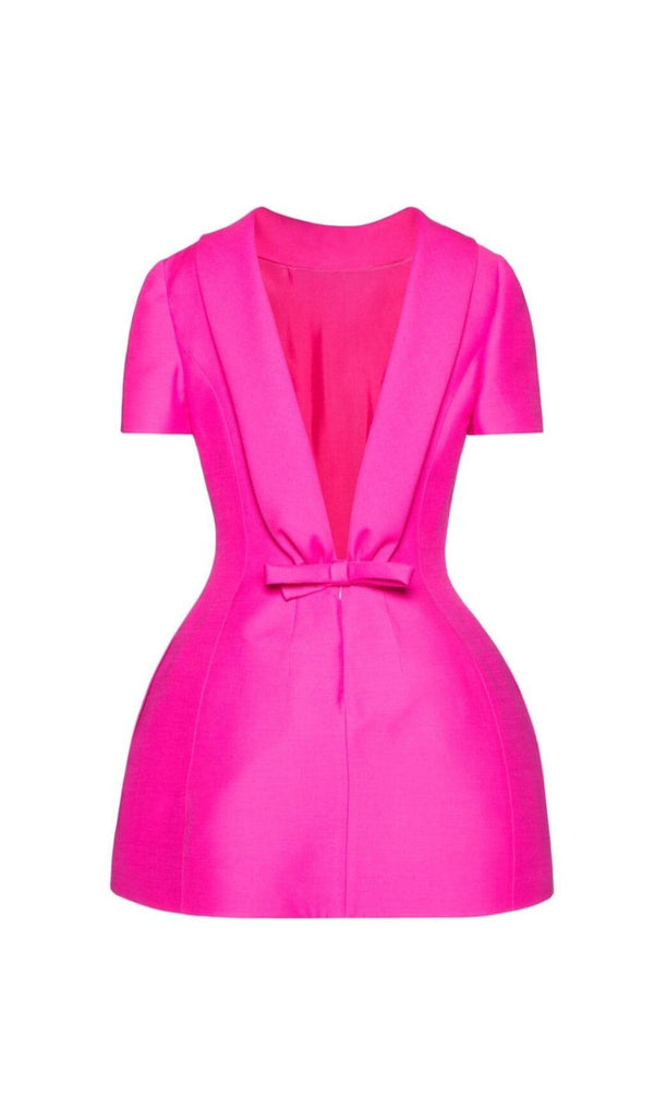 HOT PINK CREPE STRUCTURED MINI DRESS