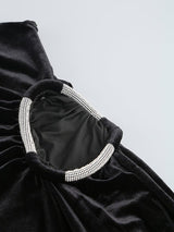 ELEGANT BLACK SEXY HOLLOW OUT ROBE HIGH SLIT MAXI DRESS